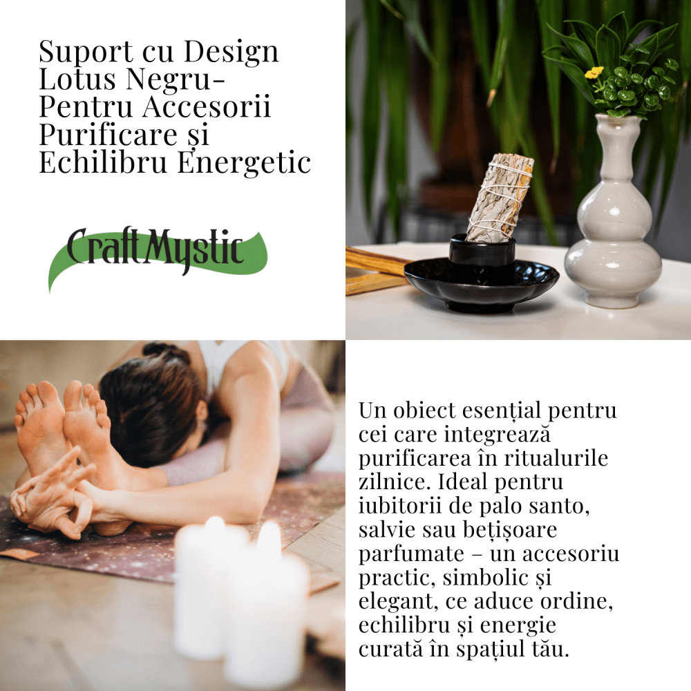 Suport design lotus negru – Pentru accesorii purificare si echilibru energetic [5]