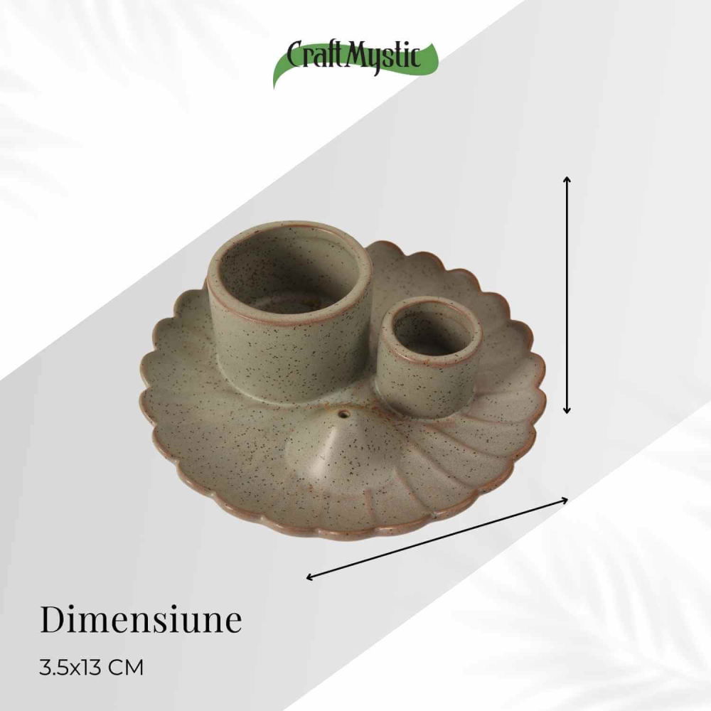 Suport ceramic 3 in 1 pentru salvie, Palo Santo si betisoare parfumate – model rotund [5]