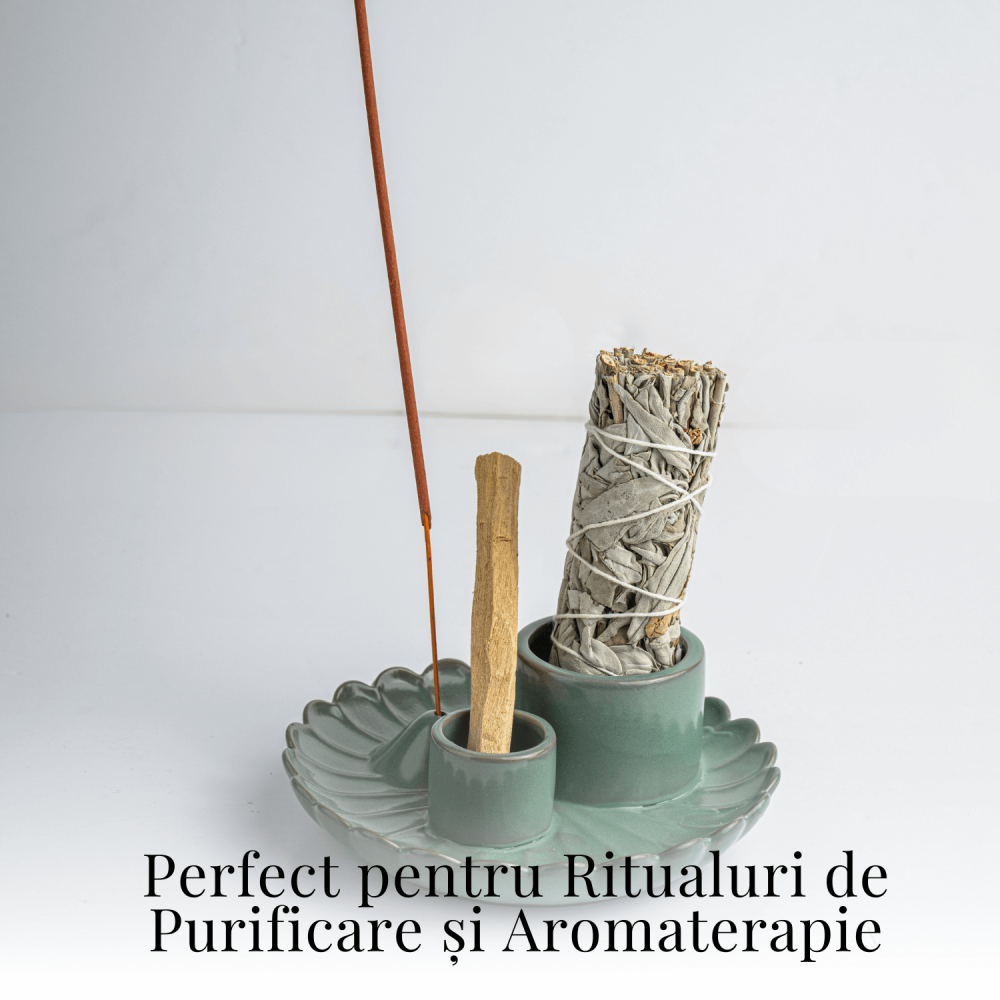 Suport ceramic verde 3 in 1 – Palo Santo, Salvie si Betisoare [4]