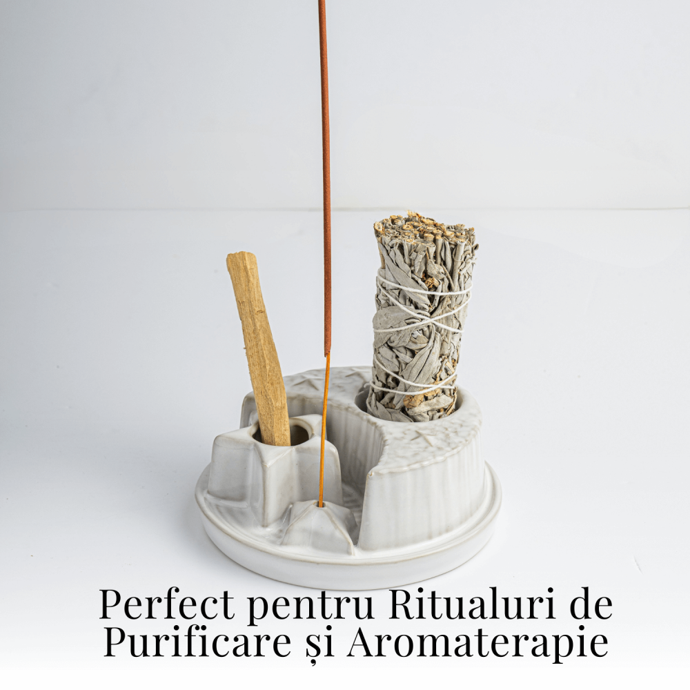 Suport ceramic 3 in 1 – Palo Santo, Salvie si Betisoare parfumate [4]
