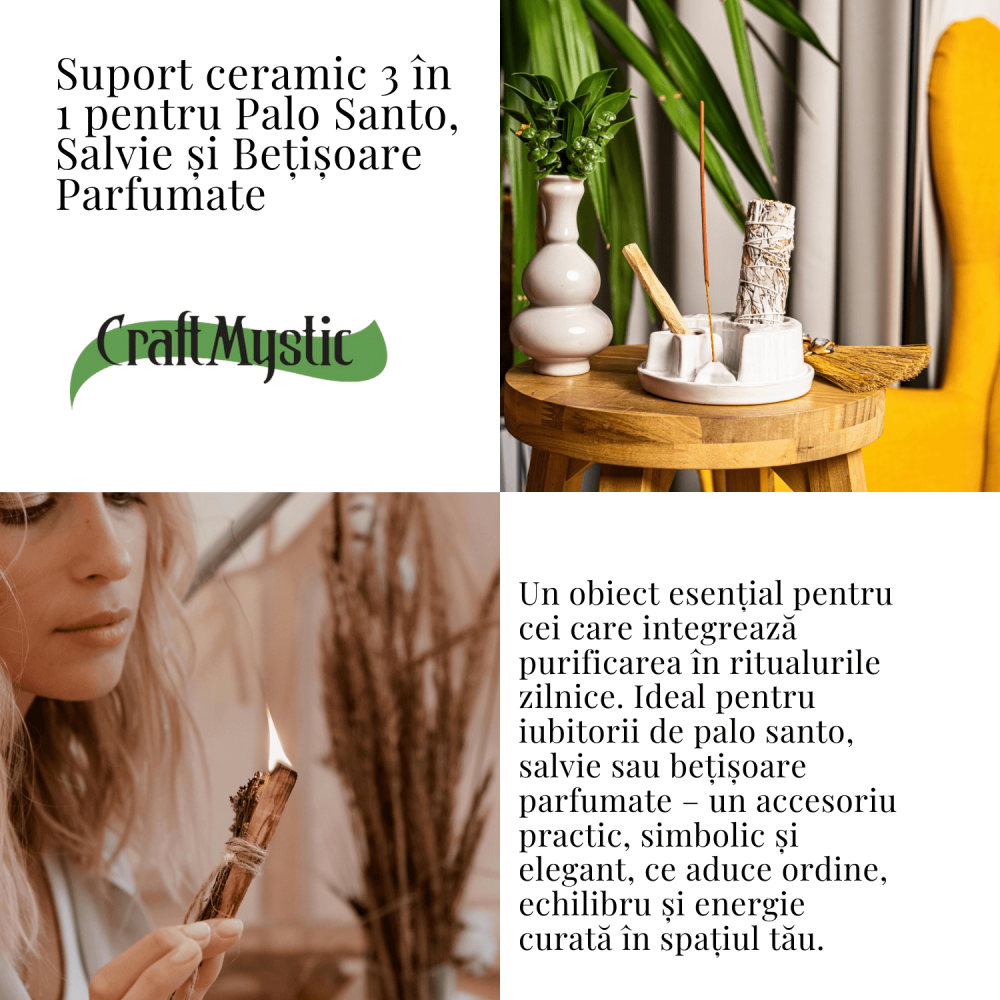Suport ceramic 3 in 1 – Palo Santo, Salvie si Betisoare parfumate [3]