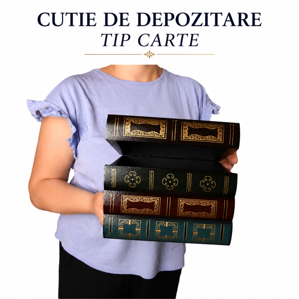 Cutie de Depozitare Tip Carte Vintage din Lemn – Eleganță și Organizare Discretă [2]