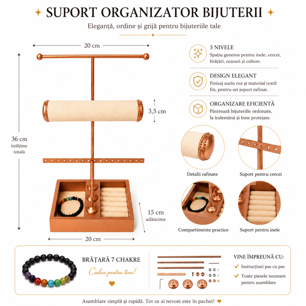 Suport Organizator pentru Bijuterii 3 Nivele – Eleganta si Ordine pentru Colectia Ta [3]