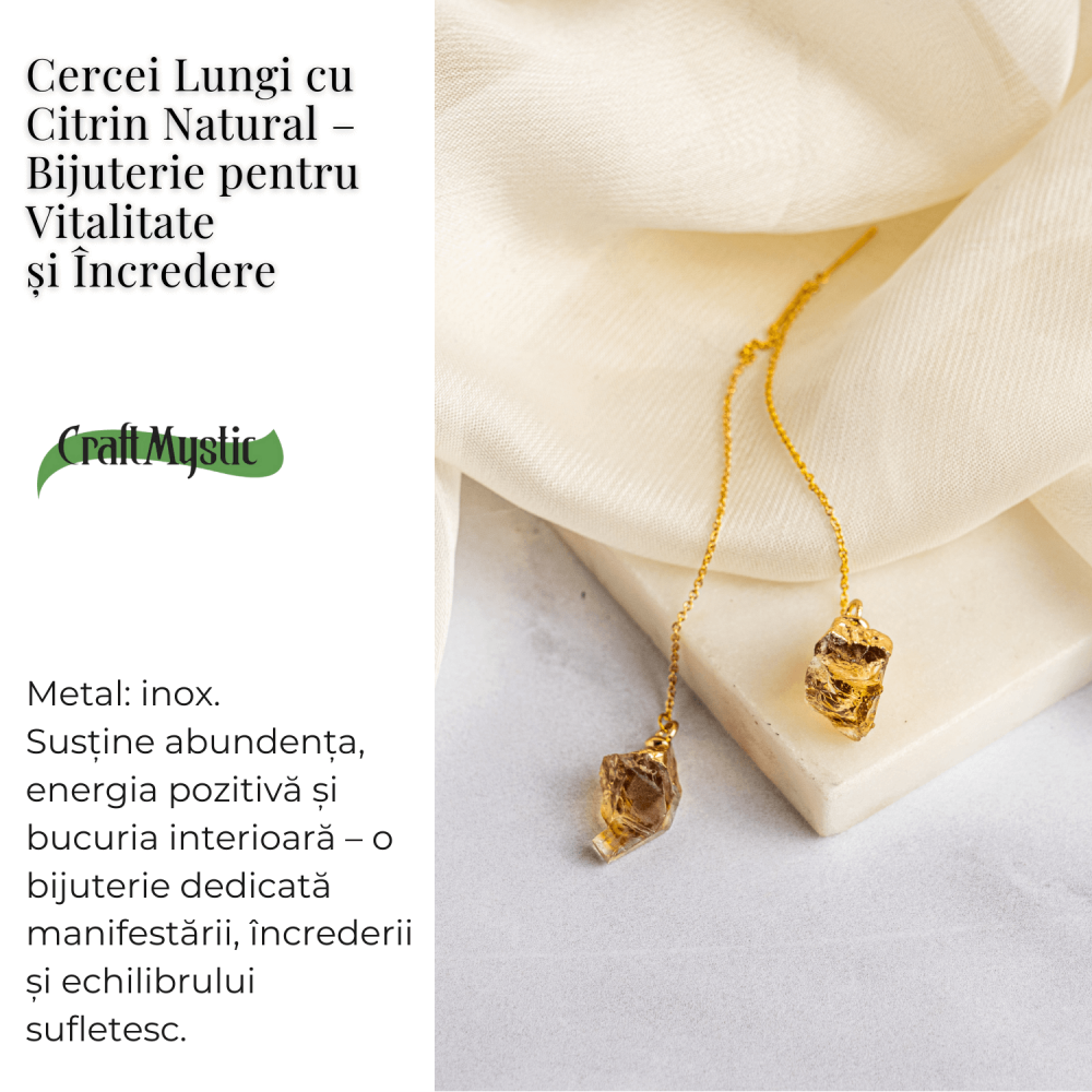 Cercei lungi pentru Vitalitate si Incredere – Piatra Citrin Naturala [3]