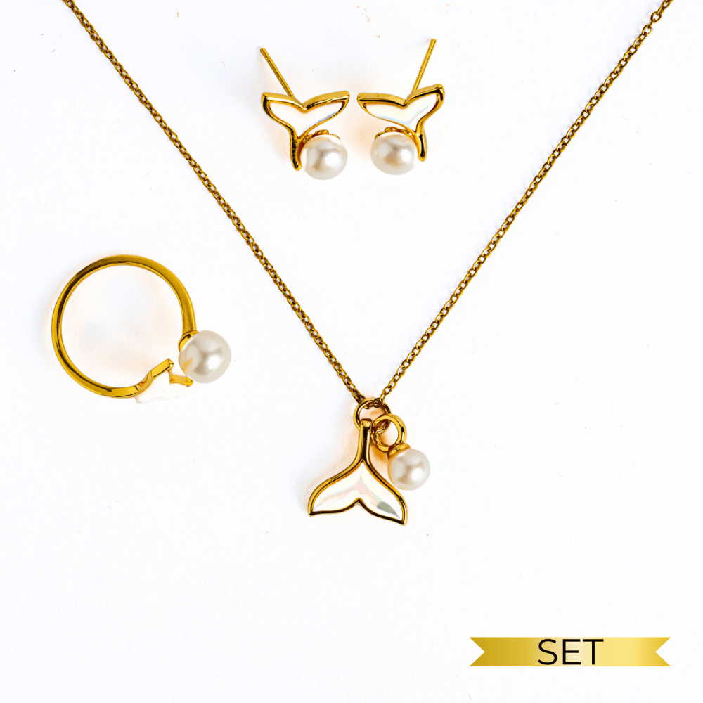 Bijuterii in armonie – Set cu Inel, colier si cercei cu vibe cald si marin [1]