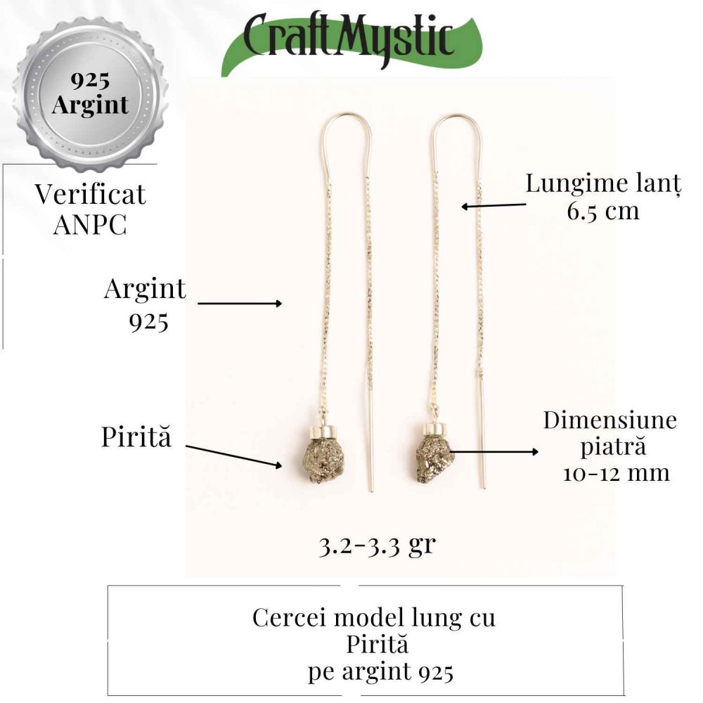 Cercei lungi din argint 925 cu pirita – Stralucire si incredere [3]