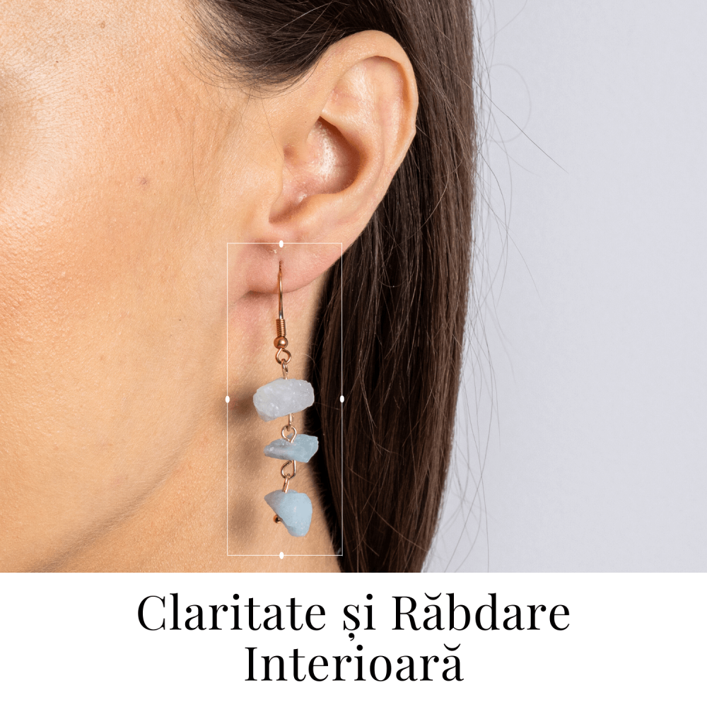 Fluviu de Calm – Cercei cu Acvamarin Brut si Elemente Aurii [2]