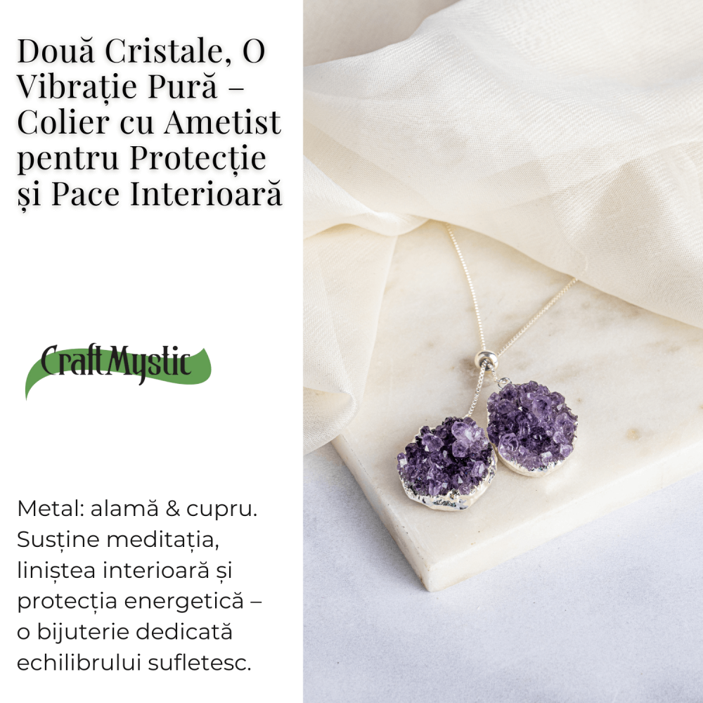 Doua cristale, o vibratie pura – Colier cu ametist pentru protectie si pace interioara [3]
