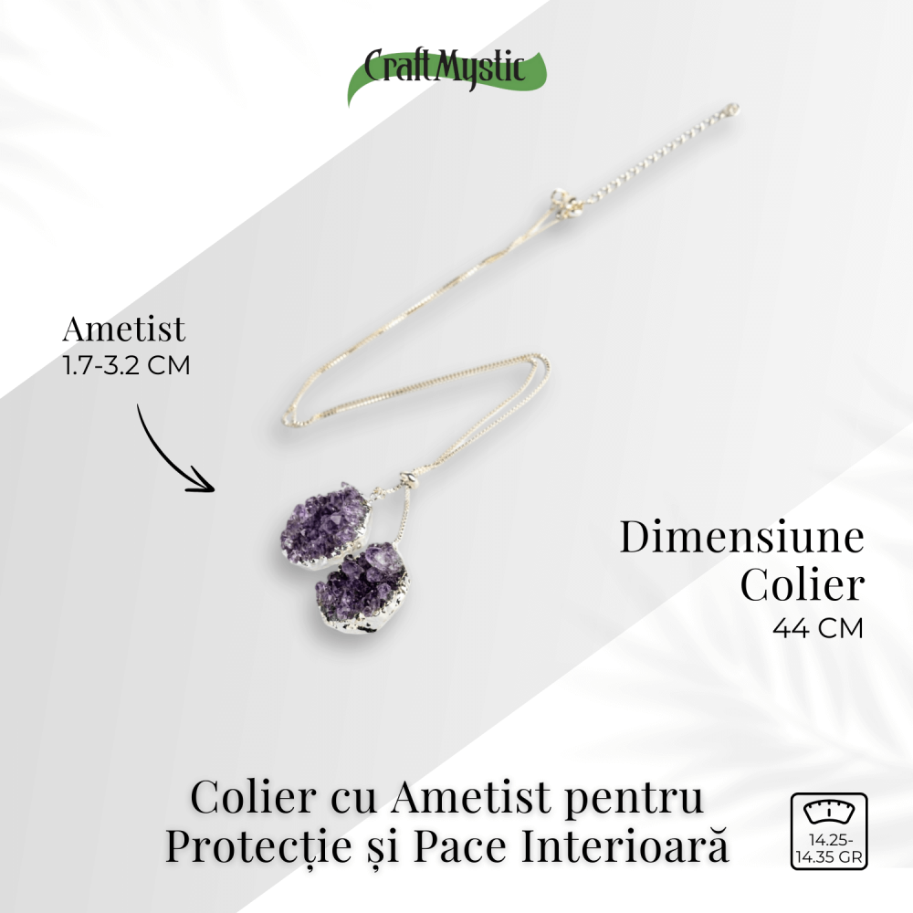 Doua cristale, o vibratie pura – Colier cu ametist pentru protectie si pace interioara [4]