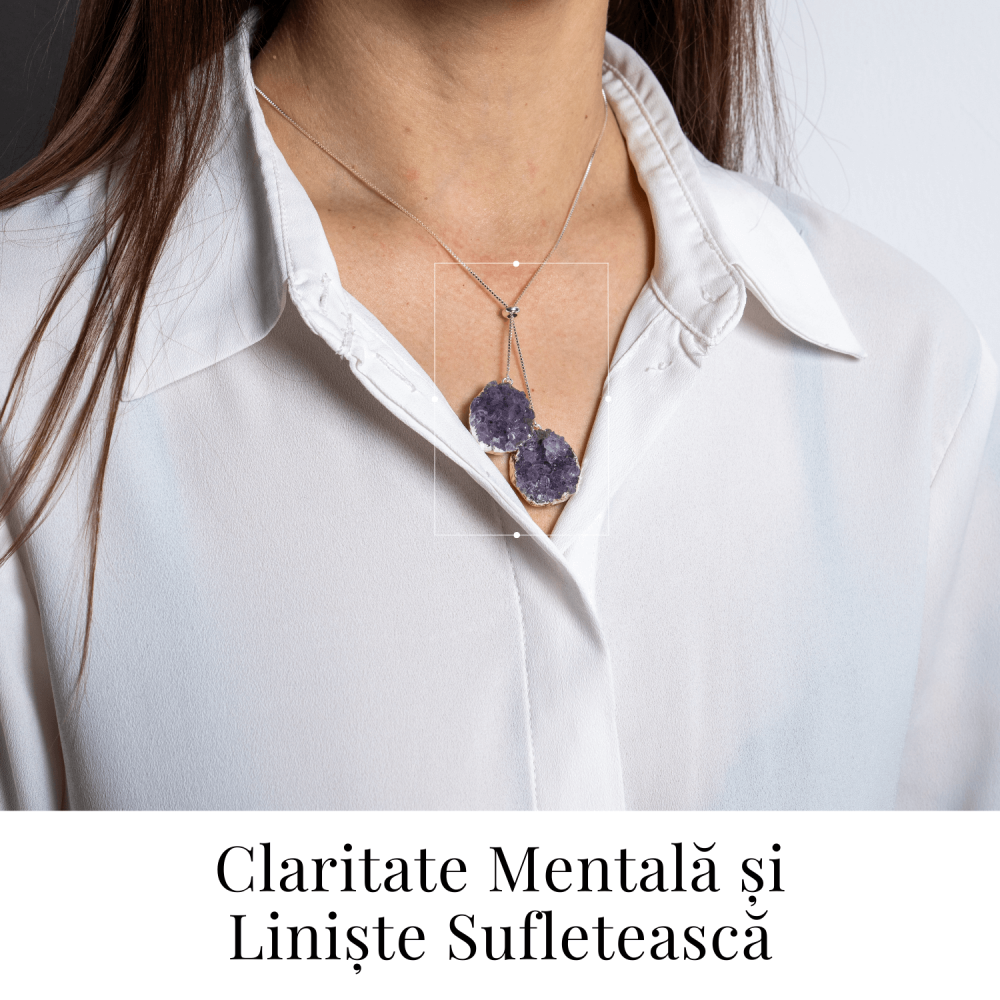 Doua cristale, o vibratie pura – Colier cu ametist pentru protectie si pace interioara [2]