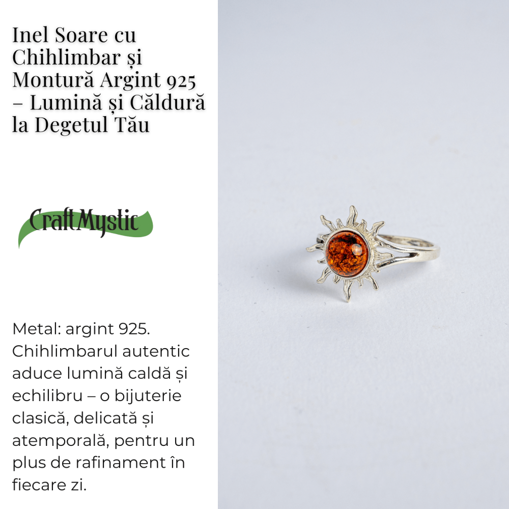 Inel Soare cu chihlimbar si montura argint 925 – Lumina si caldura la degetul tau [3]