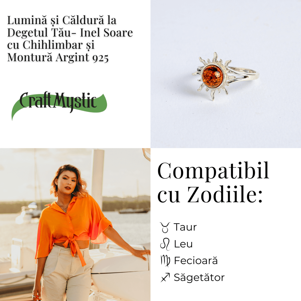 Inel Soare cu chihlimbar si montura argint 925 – Lumina si caldura la degetul tau [6]