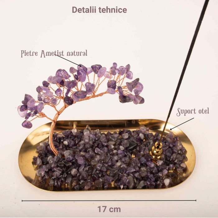 Suport pentru Betisoare Parfumate cu Arbore din Cristale de Ametist: Infuzeaza-ti Spatiul cu Energie si Parfum [3]