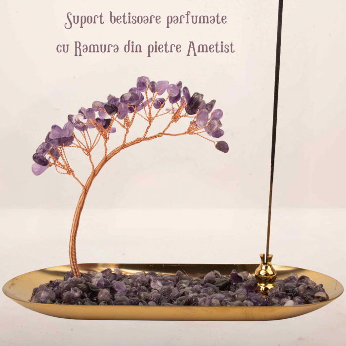 Suport pentru Betisoare Parfumate cu Arbore din Cristale de Ametist: Infuzeaza-ti Spatiul cu Energie si Parfum [6]