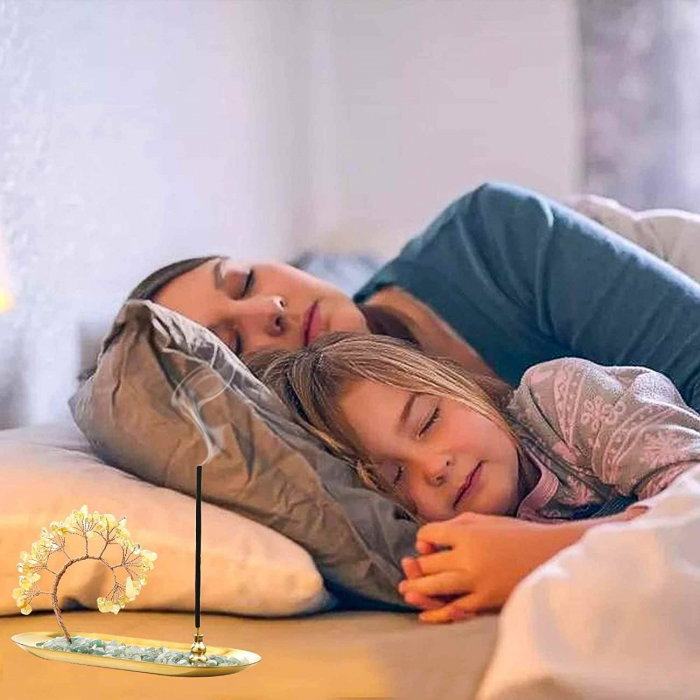 Tava cu suport pentru arzator de betisoare parfumate si copacel din cristale naturale de citrin - Pentru o stare de liniste si relaxare [5]