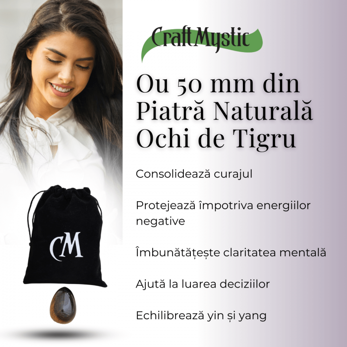 Ou Handmade de 50mm din Piatra Naturala de Ochi de Tigru [9]