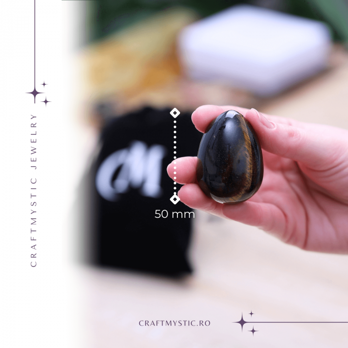 Ou Handmade de 50mm din Piatra Naturala de Ochi de Tigru [2]