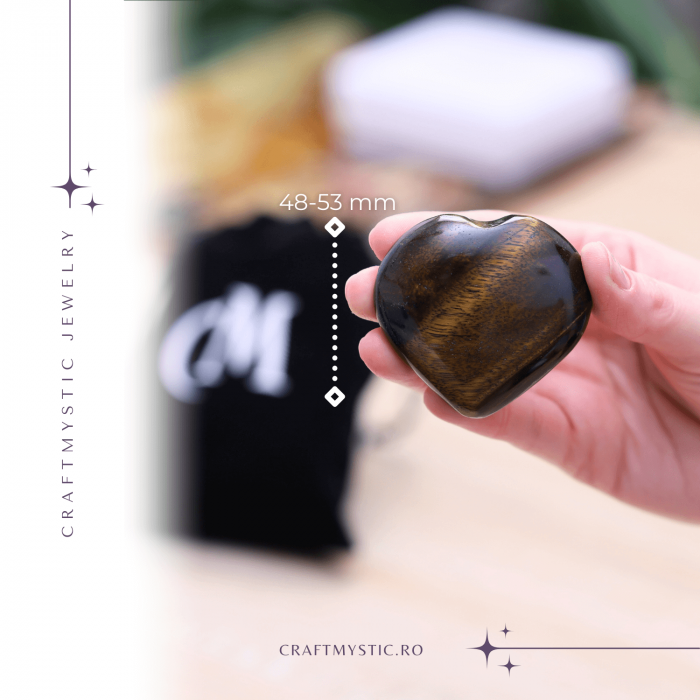Inima Sculptata Manual de 48-53mm din Ochi de Tigru Curcubeu Naturala [2]