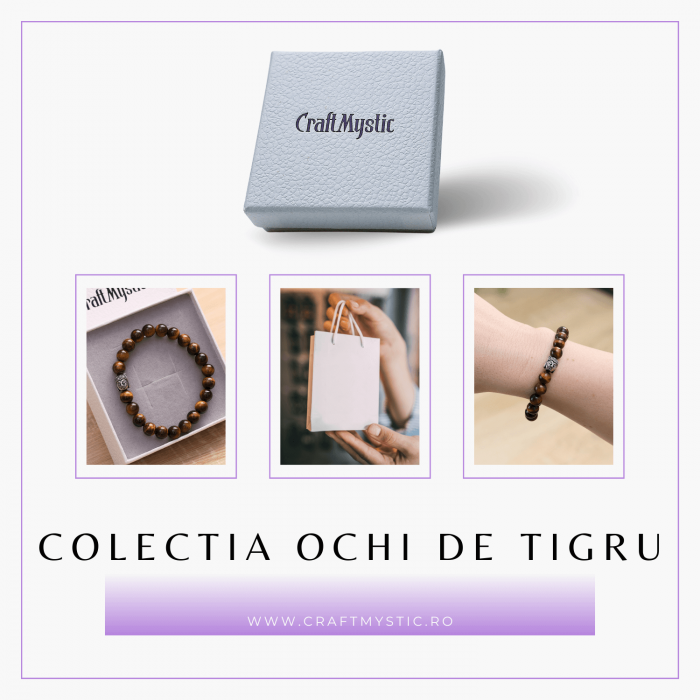 Bratara Elastica cu Margele 8mm din Piatra Naturala Ochi de Tigru si Pandantiv Buddha [7]