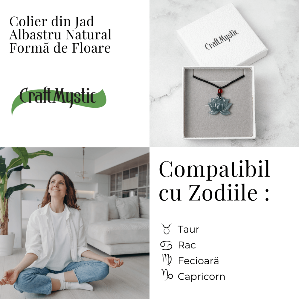 Puritate si Liniste – Colier Lotus din Jad Albastru de Guatemala [5]