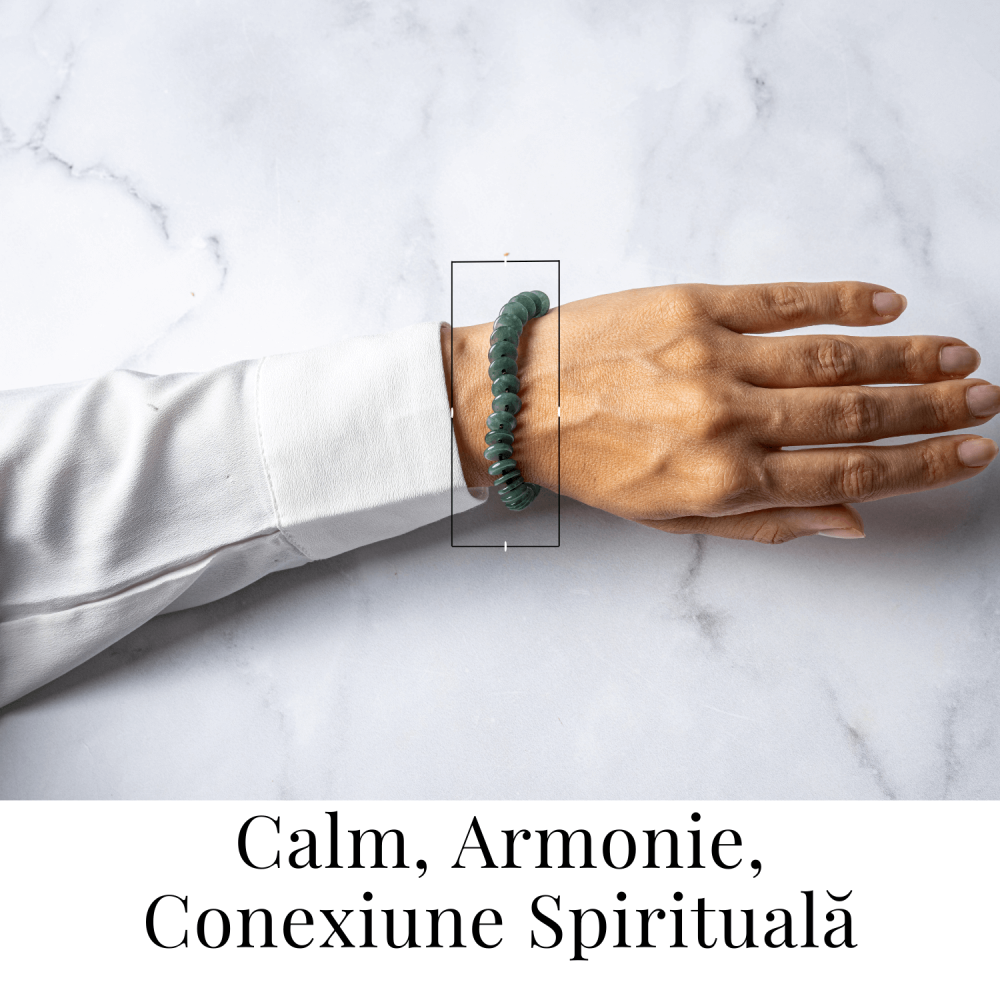 Liniste si Protectie – Bratara cu Jadit Albastru de Apa Natural din Guatemala, Margele Plate [2]