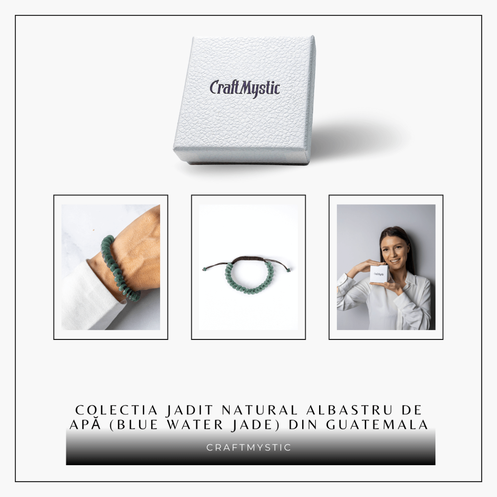 Liniste si Protectie – Bratara cu Jadit Albastru de Apa Natural din Guatemala, Margele Plate [8]