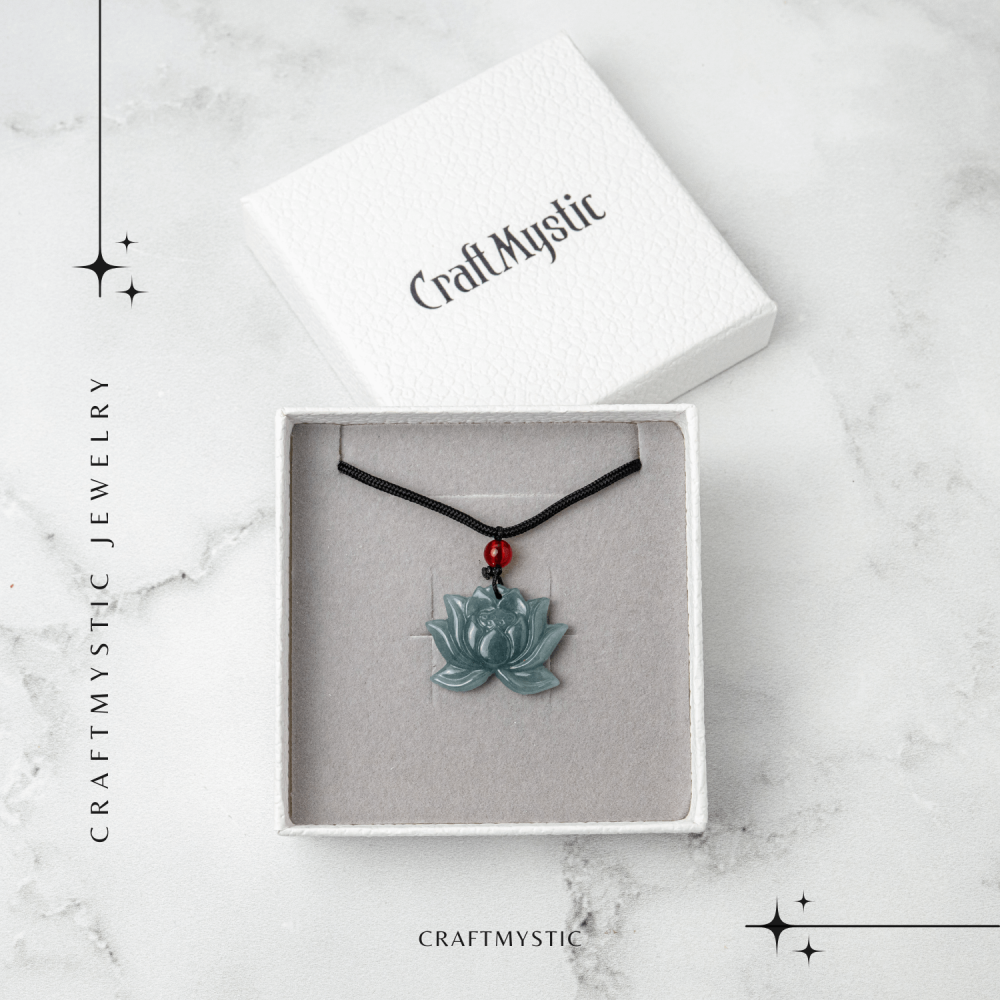 Puritate si Liniste – Colier Lotus din Jad Albastru de Guatemala [7]