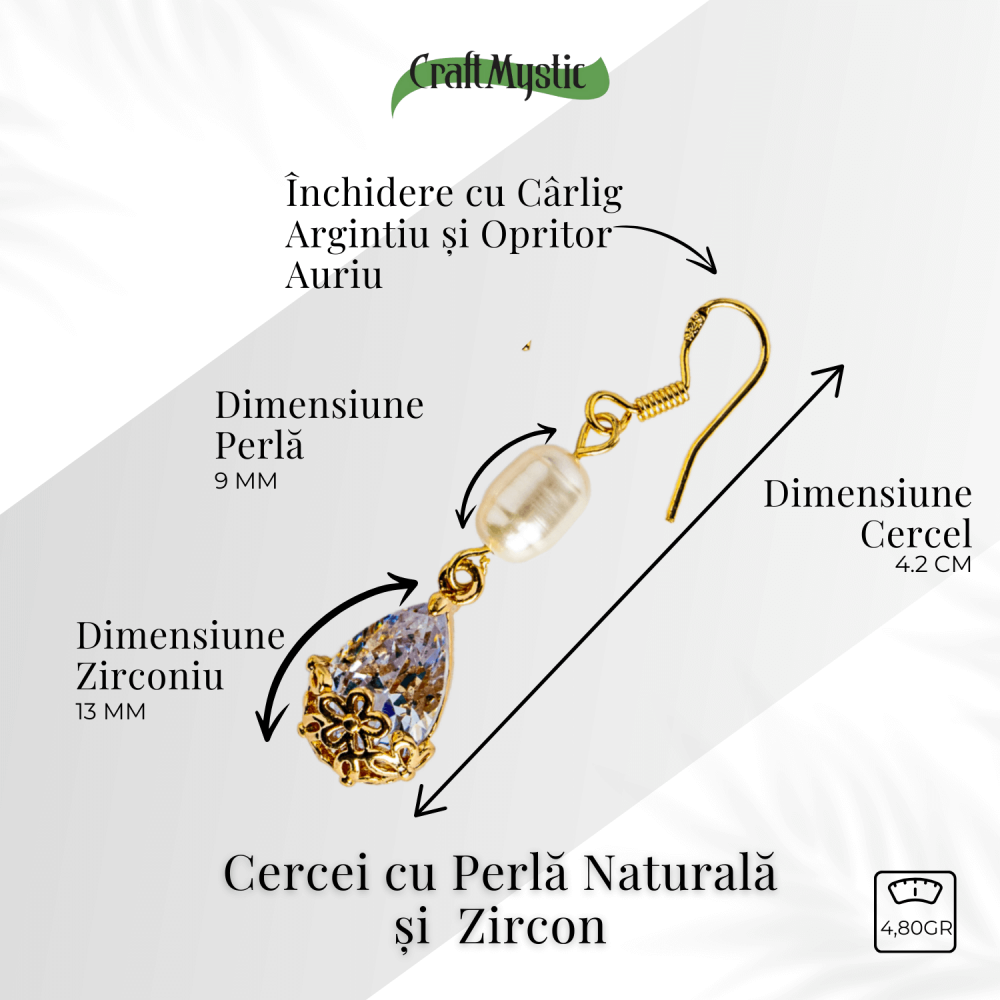 Cercei cu Perla Naturala si Zircon - Feminitate Discreta si Rafinament [3]