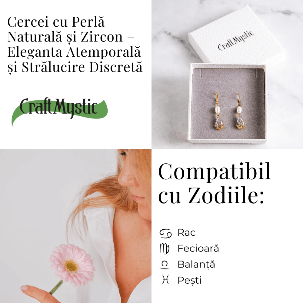 Cercei cu Perla Naturala si Zircon - Feminitate Discreta si Rafinament [4]