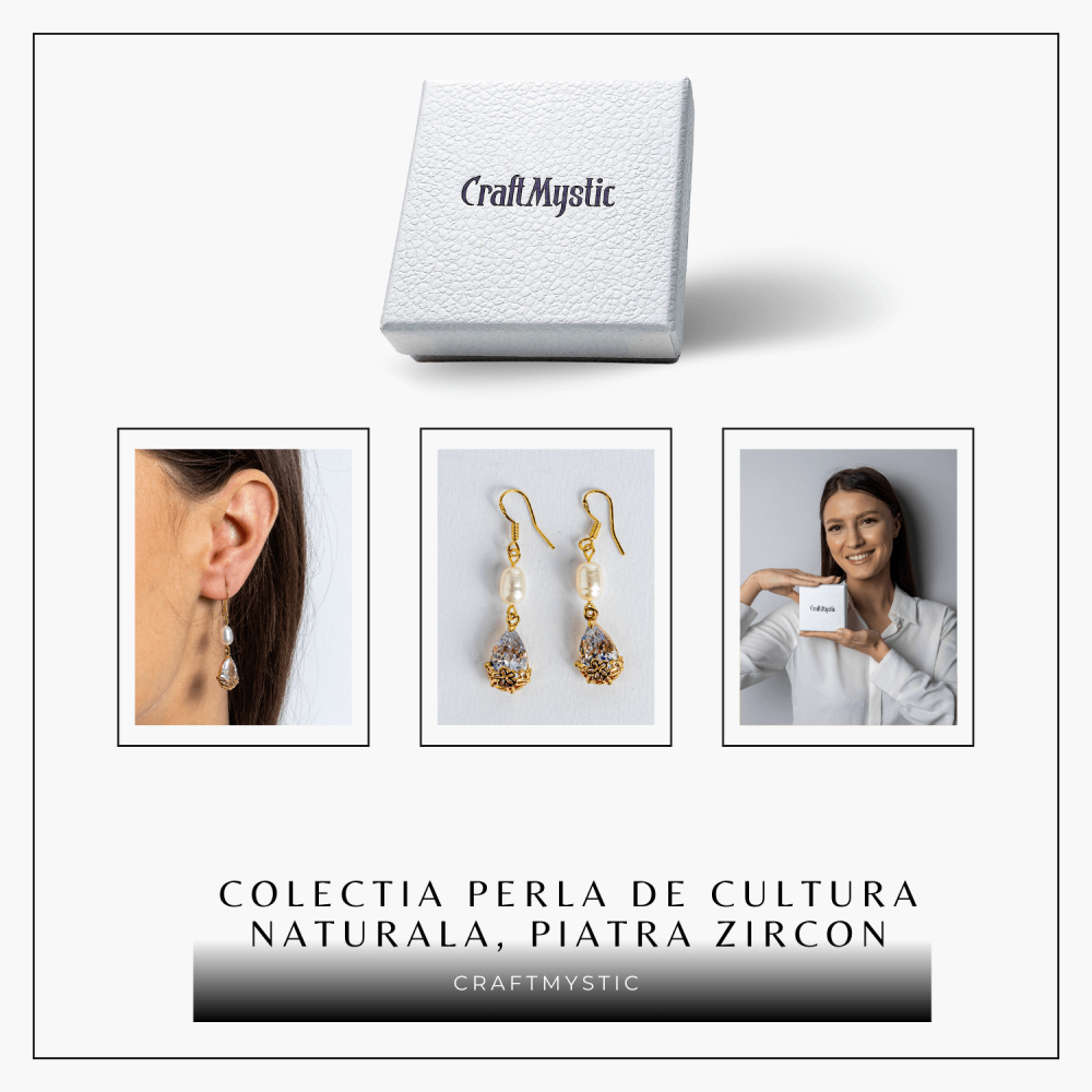 Cercei cu Perla Naturala si Zircon - Feminitate Discreta si Rafinament [7]