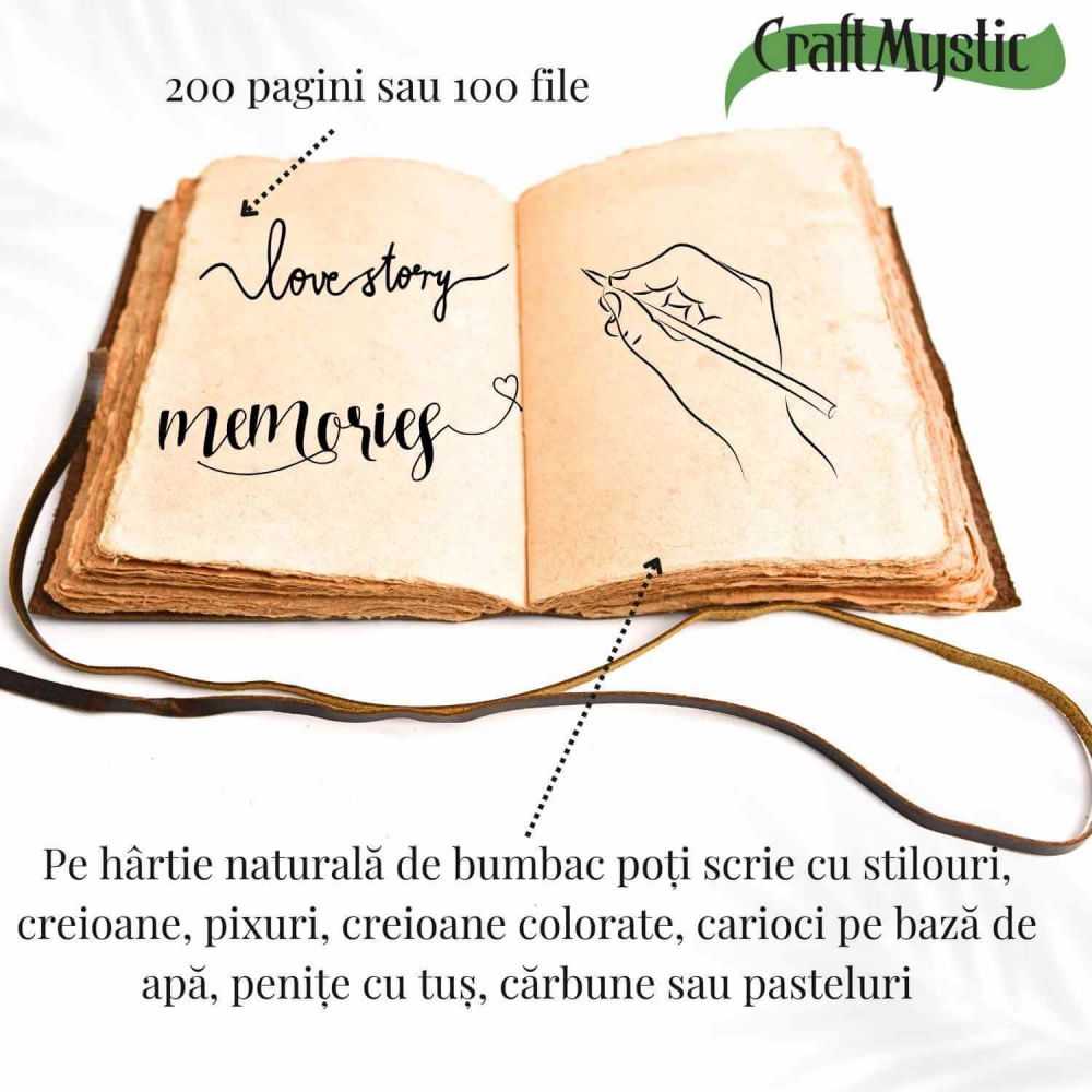 Jurnal piele naturala cu Arborele Vietii si hartie de bumbac – Creativitate si conexiune spirituala [3]