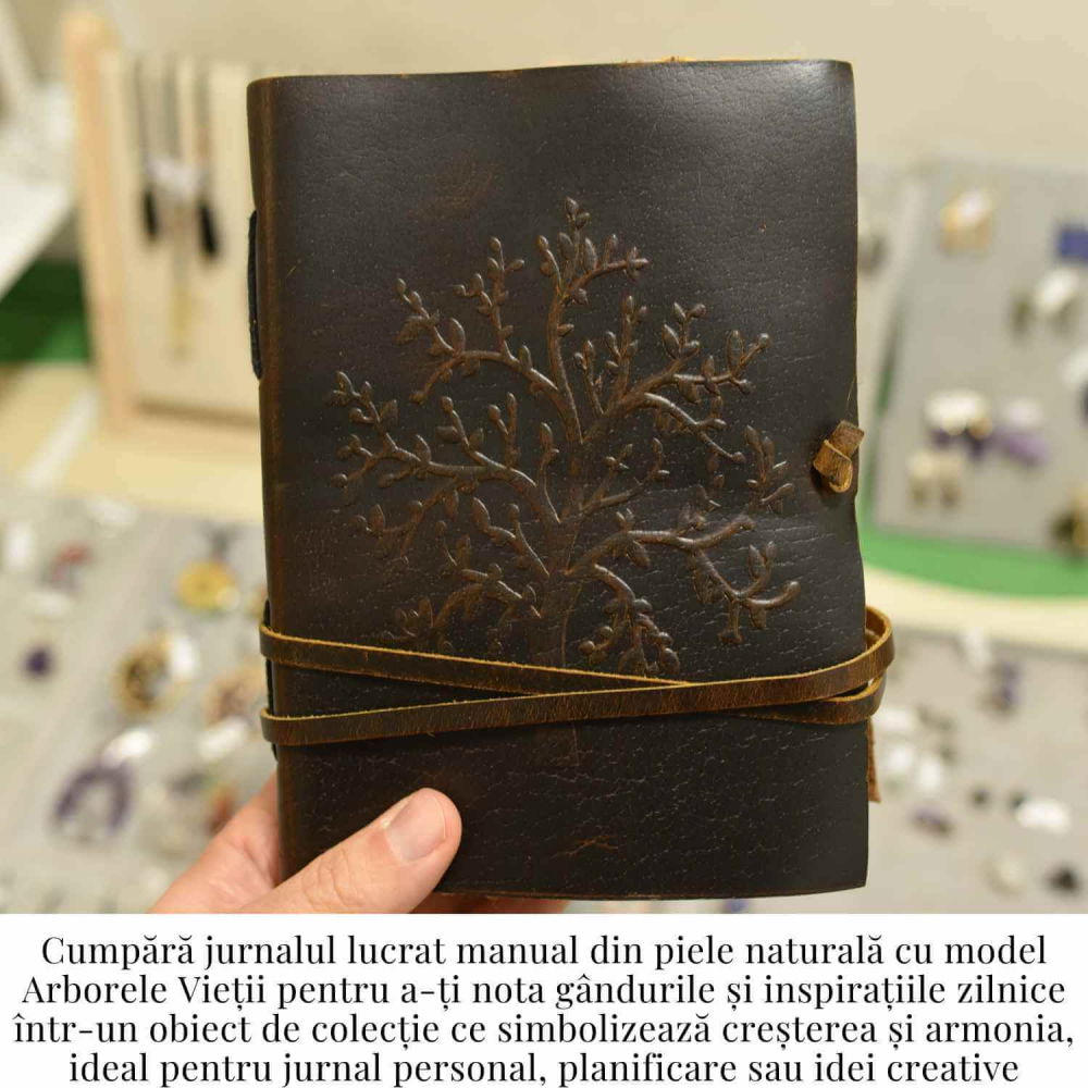 Jurnal piele naturala cu Arborele Vietii si hartie de bumbac – Creativitate si conexiune spirituala [2]