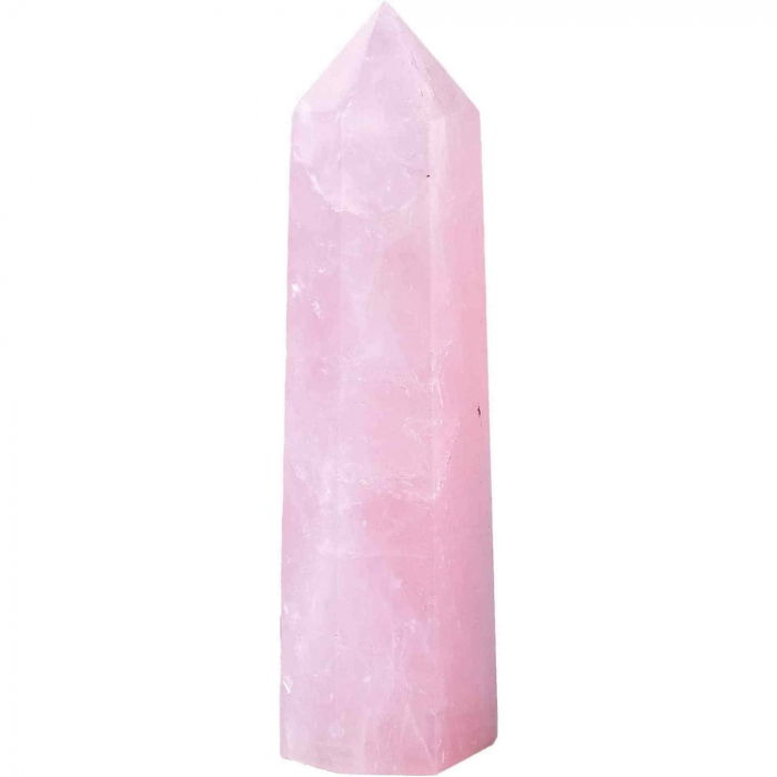 Turn Obelisc de 10-11 cm din Cuart Roz Natural, Bagheta Mare de Cristal Vindecator cu 6 Fatete pentru Reiki, Chakra, Terapie de Meditatie [1]