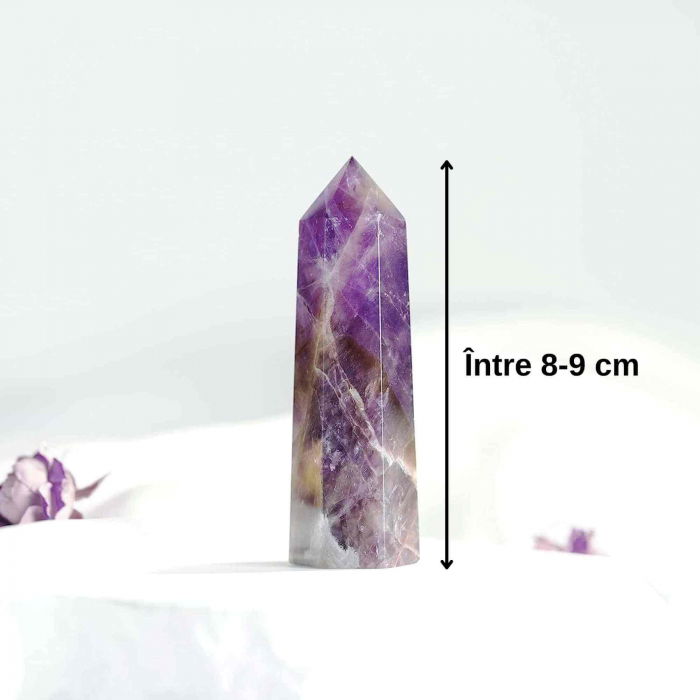 Turn de cristal semipretios vindecator hexagonal Ametist - Obelisc cu inaltimea intre 8-9 cm [2]