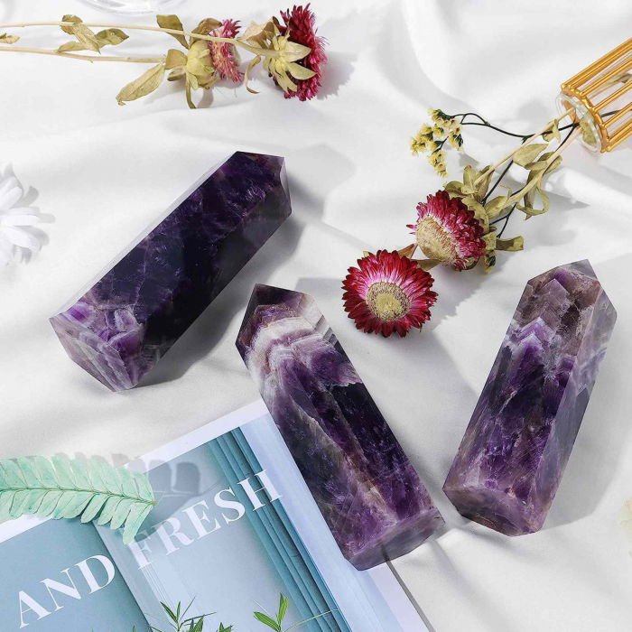 Turn de cristal semipretios vindecator hexagonal Ametist - Obelisc cu inaltimea intre 8-9 cm [5]