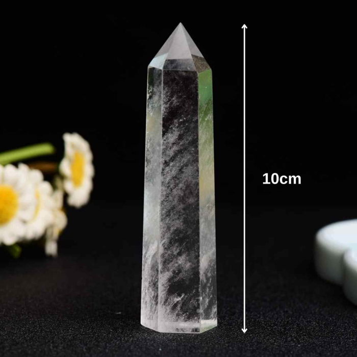 Turn de cristal semipretios vindecator hexagonal Cuart transparent - Obelisc cu inaltimea de 10 cm [2]