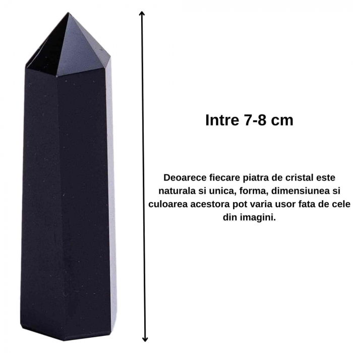 Turn de cristal semipretios vindecator hexagonal Obsidian - Obelisc cu inaltimea intre 7-8 cm [2]