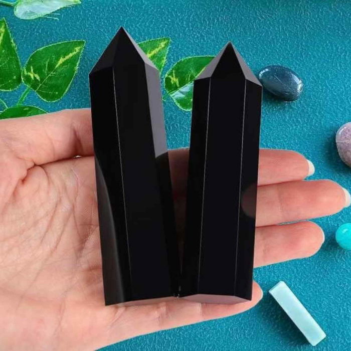 Turn de cristal semipretios vindecator hexagonal Obsidian - Obelisc cu inaltimea intre 7-8 cm [5]