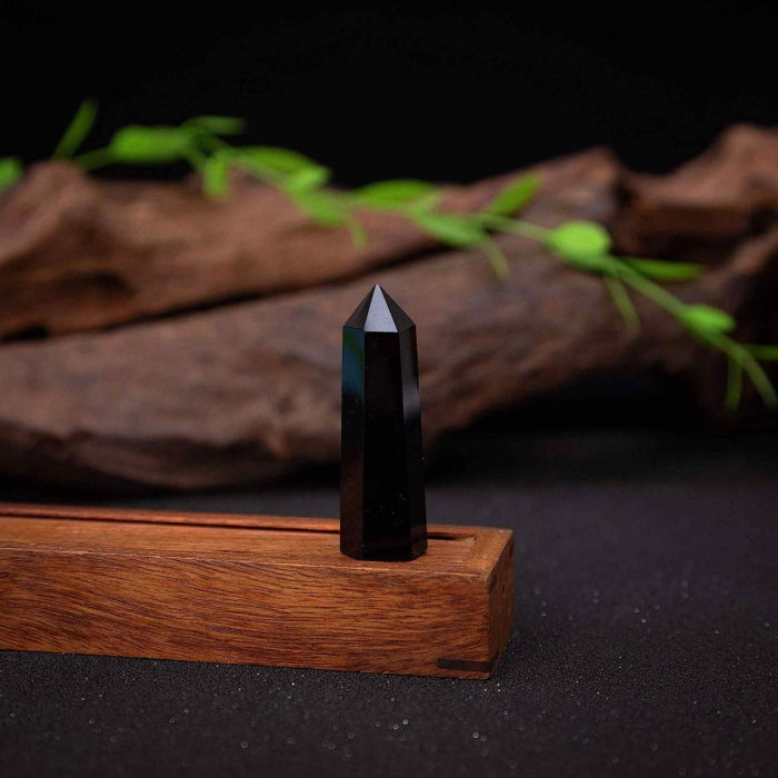Turn de cristal semipretios vindecator hexagonal Obsidian - Obelisc cu inaltimea intre 7-8 cm [8]