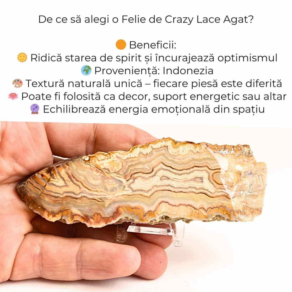 Felie din Agat Crazy Lace – Sculptata manual, energie în forma pura [3]