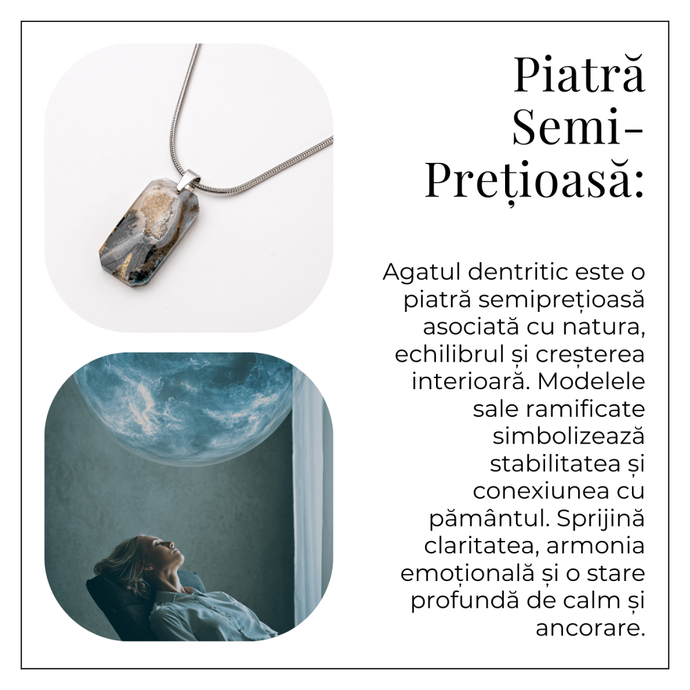 Colier Titanium cu Agat Dendritic Dreptunghiular – NaturA, Echilibru si Conexiune Interioara [6]