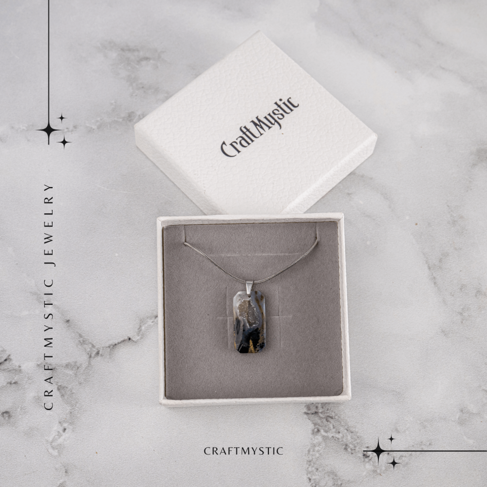 Colier Titanium cu Agat Dendritic Dreptunghiular – NaturA, Echilibru si Conexiune Interioara [7]