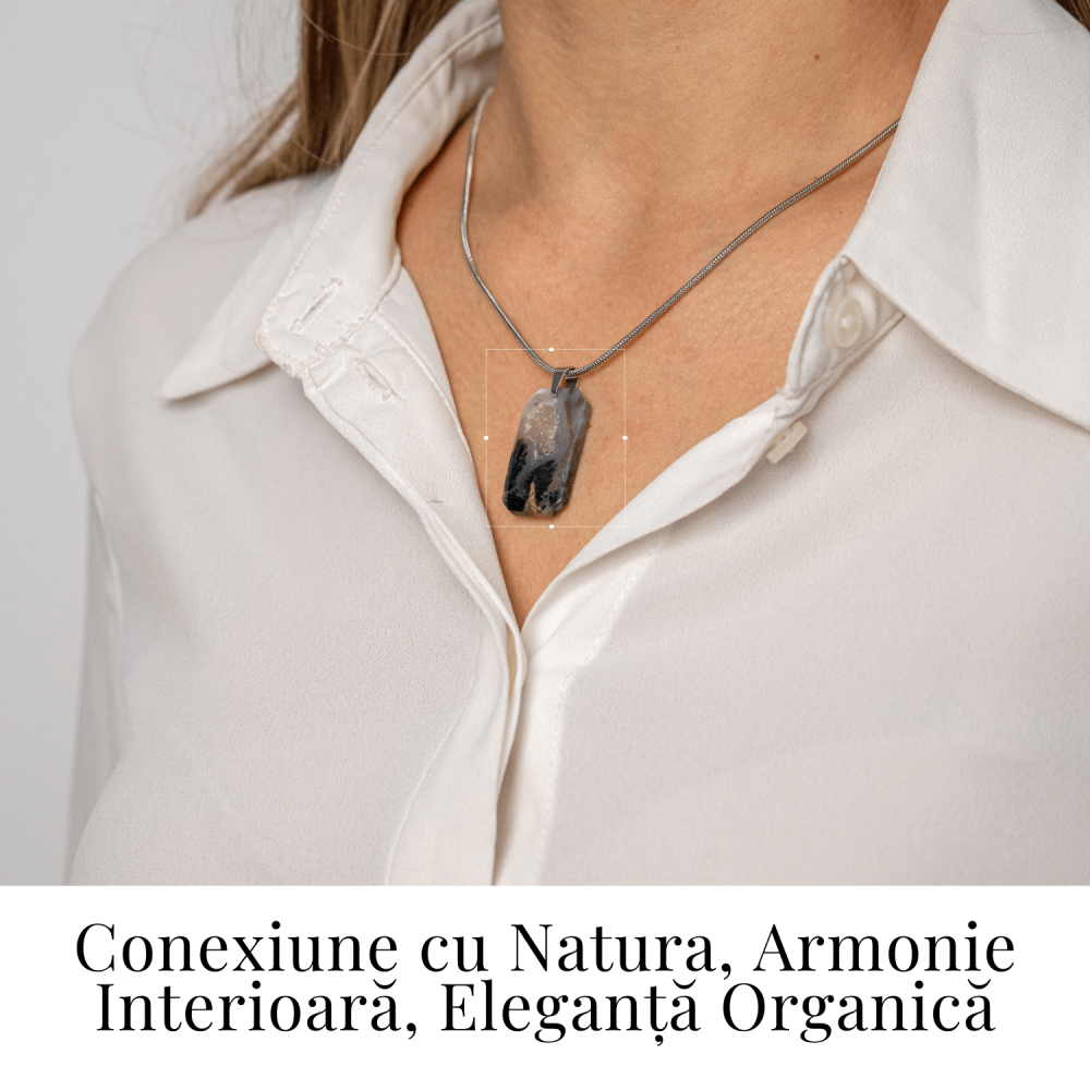 Colier Titanium cu Agat Dendritic Dreptunghiular – NaturA, Echilibru si Conexiune Interioara [2]