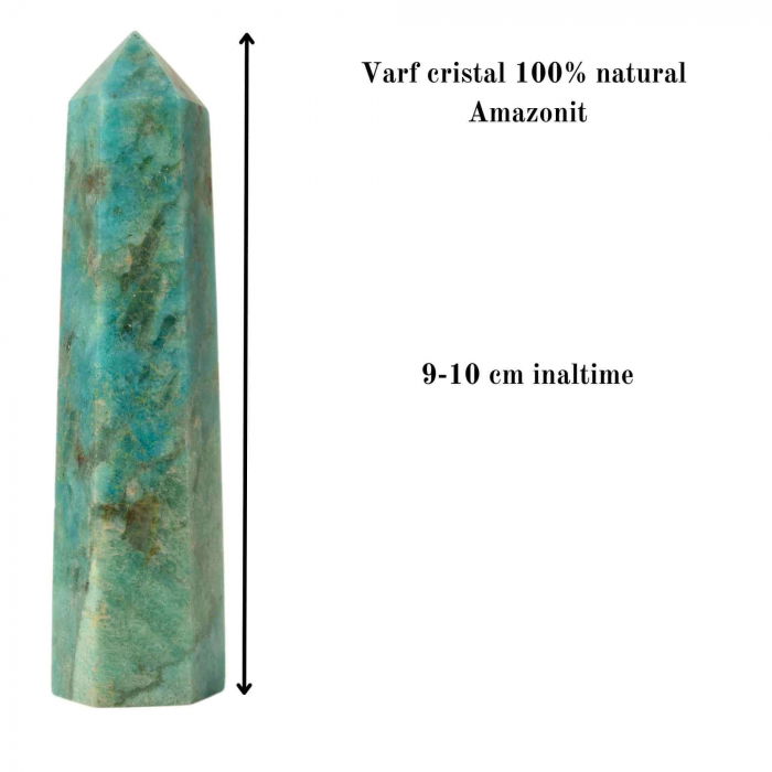 Turn din cristal natural Amazonit 9-10 cm: Armonie, echilibru si protectie intr-o singura piatra semipretioasa [2]