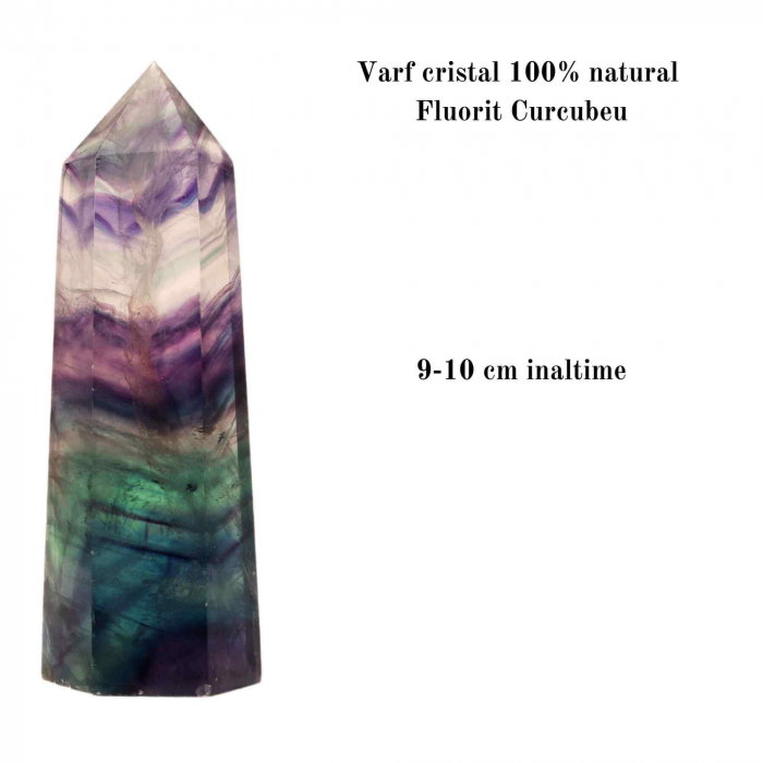Turn din cristal natural Fluorit Curcubeu 9-10 cm: Adauga un strop de culoare si energie in viata ta [2]