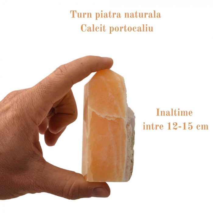 Turn cristal natural Calcit Portocaliu 12-15 cm - Proprietati de echilibrare emotionala, imbunatatire a starii de spirit si stimulare a creativitatii [3]