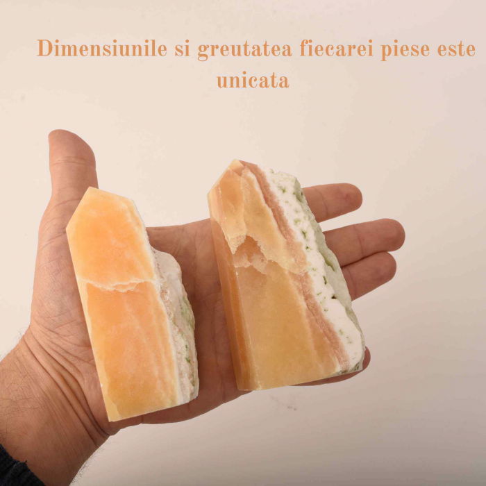 Turn cristal natural Calcit Portocaliu 12-15 cm - Proprietati de echilibrare emotionala, imbunatatire a starii de spirit si stimulare a creativitatii [4]