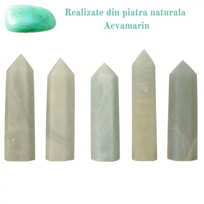 Turn din cristal natural unicat Acvamarin 9-10 cm - Cunoscut ca piatra curajului si a comunicarii clare [2]