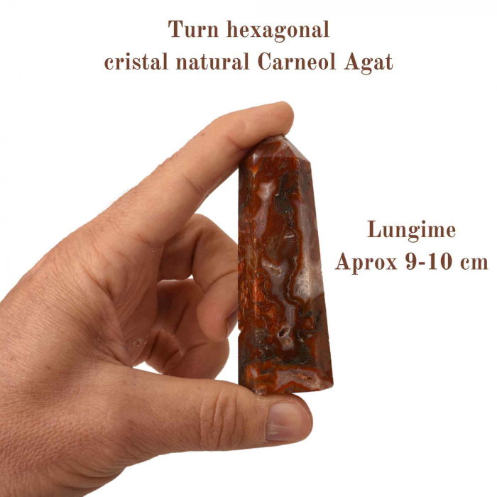 Turn din cristal natural unicat Carneol Agat 9-10 cm - Echilibru emotional, imbunatateste concentrarea [3]