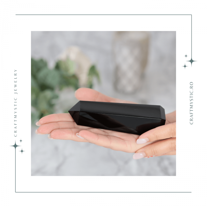 Varf din Obsidian Natural cu 4 Fatete, 10-11 cm [6]